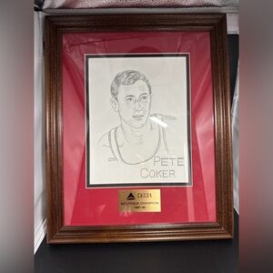 Vintage 1991 Artist Sketch Framed Of Pete Coker NC State Wolfpack Champion 16”